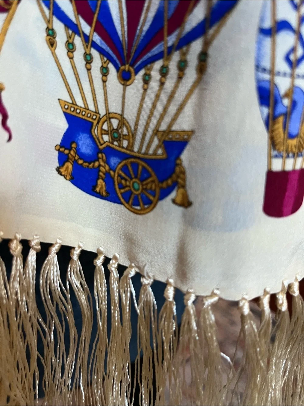 SILK Vintage Hot Air Balloon Scarf with Fringe